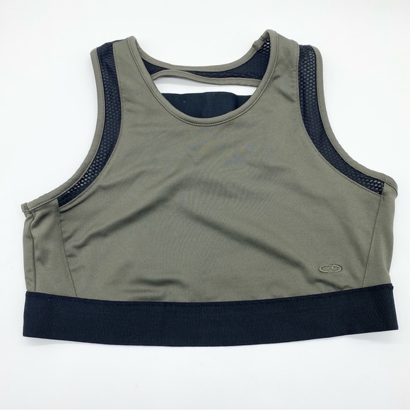 Other - Olive High Neck Longline Open Back Sports Bar L